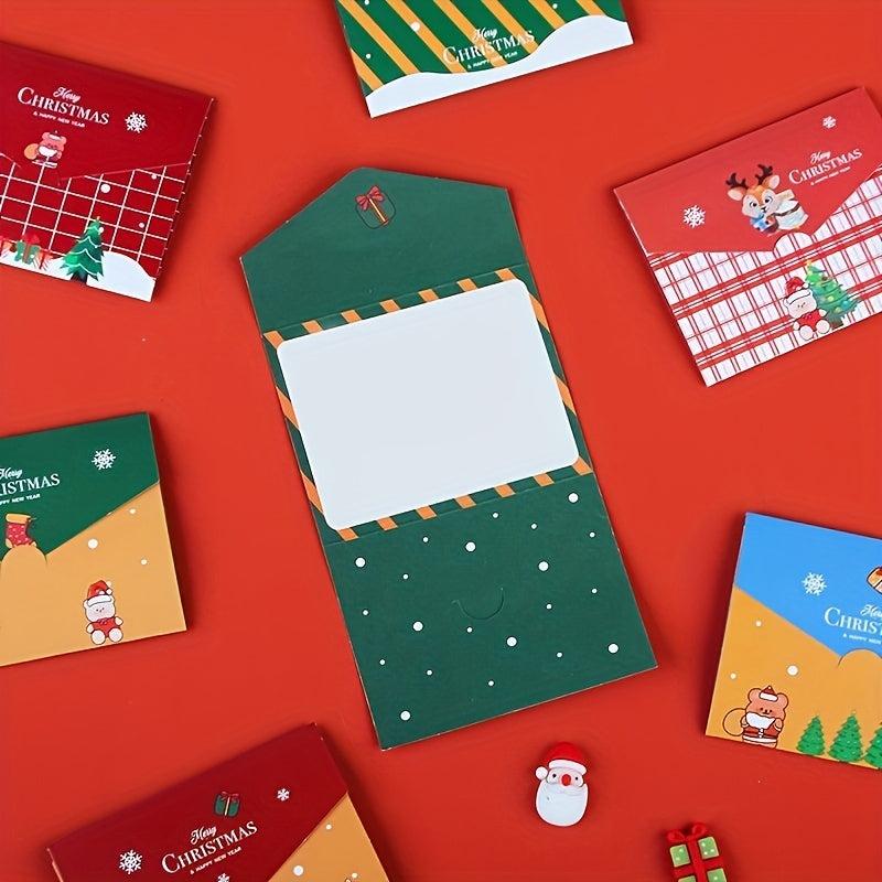 6pcs Cartoon Christmas Small Greeting Cards Fun Christmas Series Half fold Cards