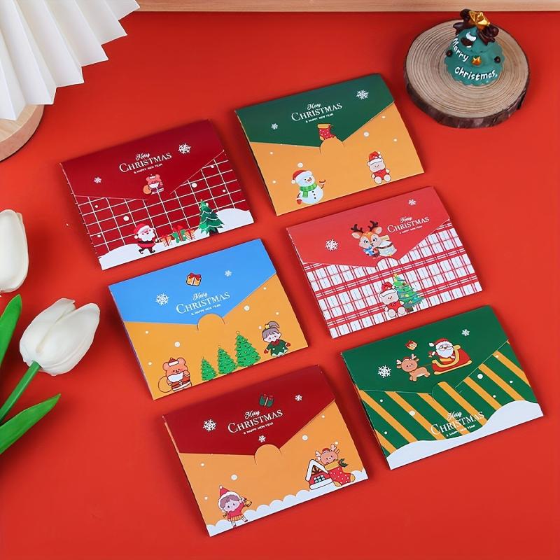 6pcs Cartoon Christmas Small Greeting Cards Fun Christmas Series Half fold Cards