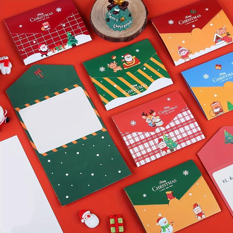 6pcs Cartoon Christmas Small Greeting Cards Fun Christmas Series Half fold Cards
