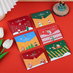 6pcs Cartoon Christmas Small Greeting Cards Fun Christmas Series Half fold Cards
