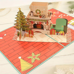 1pc Merry Christmas Pop Up Card 3D Greeting Card Holiday Winter Card