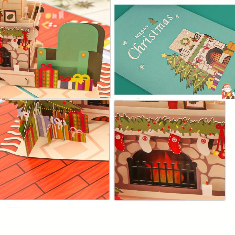 1pc Merry Christmas Pop Up Card 3D Greeting Card Holiday Winter Card