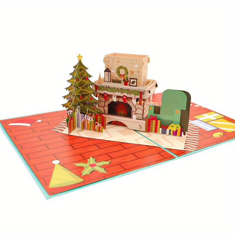 1pc Merry Christmas Pop Up Card 3D Greeting Card Holiday Winter Card