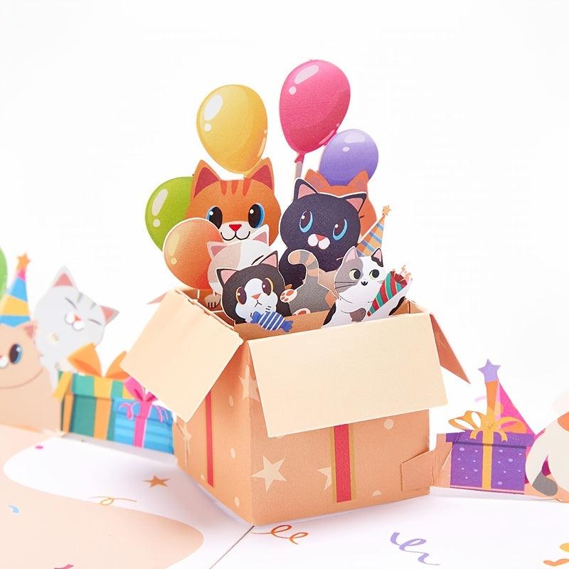 Funny Cat Happy Birthday Pop Up Card For Parents Friends Siblings