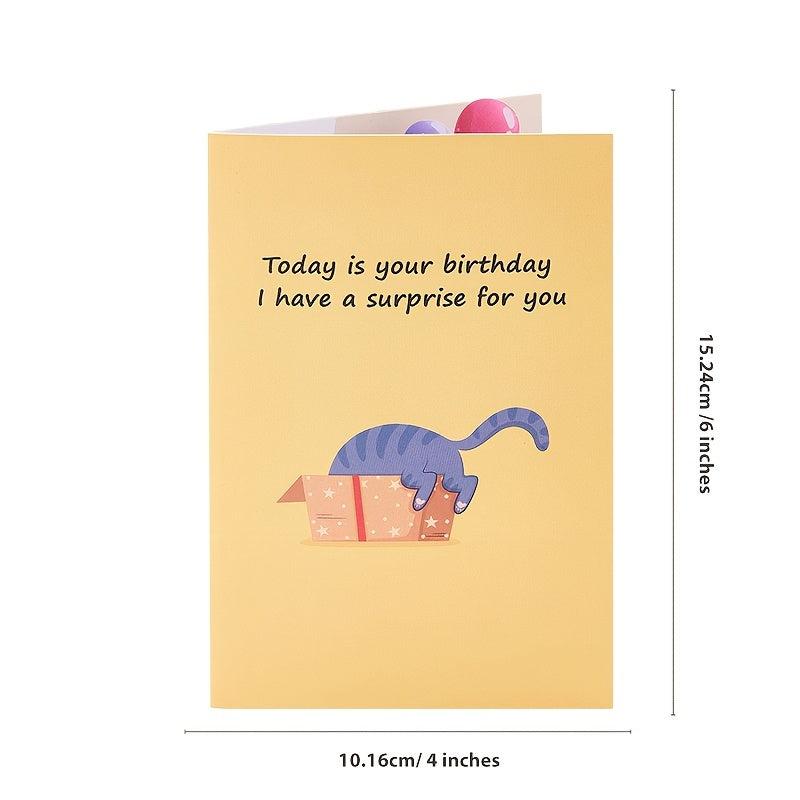 Funny Cat Happy Birthday Pop Up Card For Parents Friends Siblings