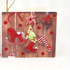 16pcs Christmas Cartoon Lanyard Greeting Cards with Rope