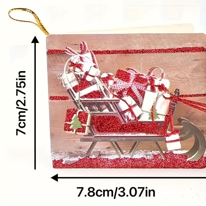 16pcs Christmas Cartoon Lanyard Greeting Cards with Rope