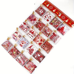16pcs Christmas Cartoon Lanyard Greeting Cards with Rope