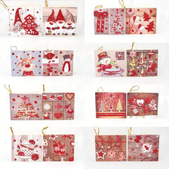 16pcs Christmas Cartoon Lanyard Greeting Cards with Rope