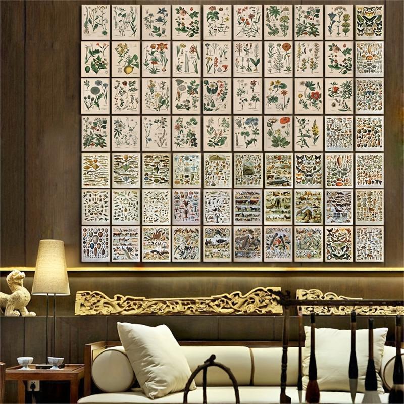 70 Retro Plant Postcard Collage Sets with Animal Pictures for Room Decoration