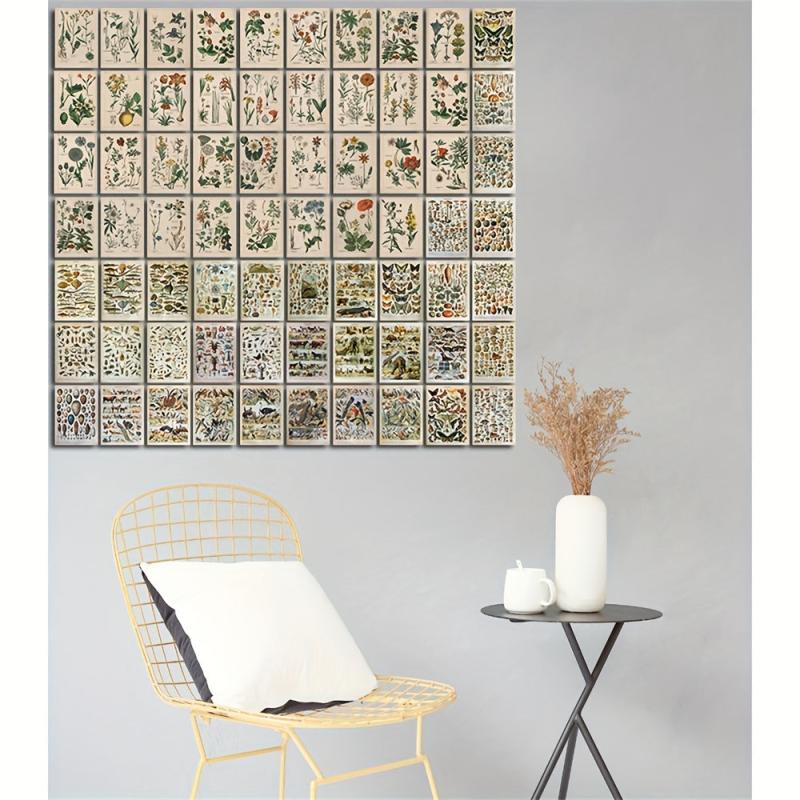 70 Retro Plant Postcard Collage Sets with Animal Pictures for Room Decoration
