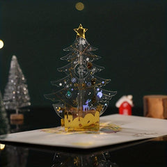 3D Christmas Card Sparkling Tree Blessing Message