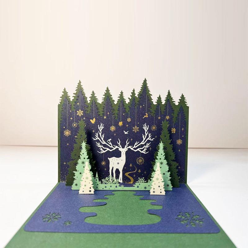 3D Christmas Card Sparkling Tree Blessing Message