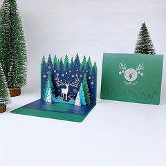 3D Christmas Card Sparkling Tree Blessing Message