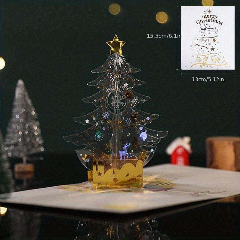 3D Christmas Card Sparkling Tree Blessing Message