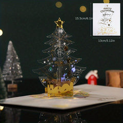 3D Christmas Card Sparkling Tree Blessing Message