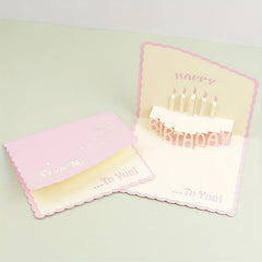 3D Happy Birthday Greeting Card - Bronzing Foldable Birthday Gift Blessing