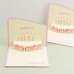 3D Happy Birthday Greeting Card - Bronzing Foldable Birthday Gift Blessing