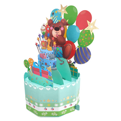 3D Bear Box Greeting Card Birthday Wishes Bronzing Universal