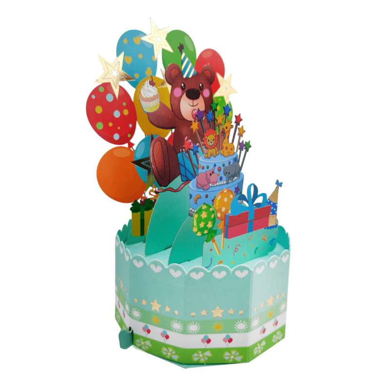 3D Bear Box Greeting Card Birthday Wishes Bronzing Universal