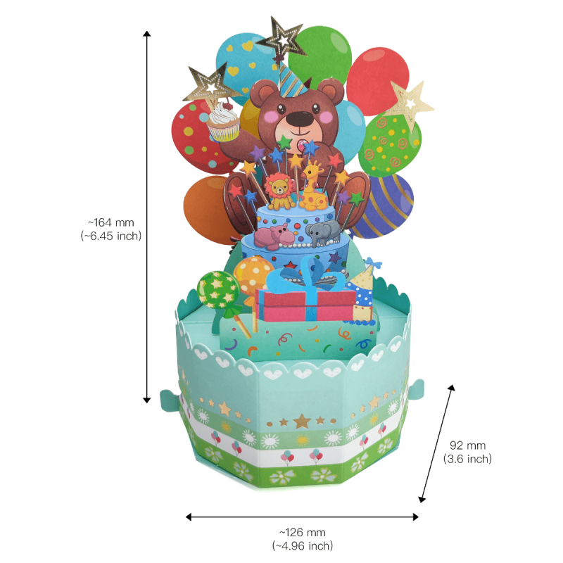 3D Bear Box Greeting Card Birthday Wishes Bronzing Universal