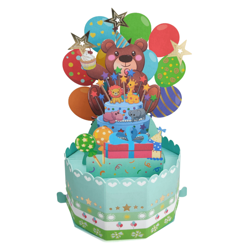 3D Bear Box Greeting Card Birthday Wishes Bronzing Universal