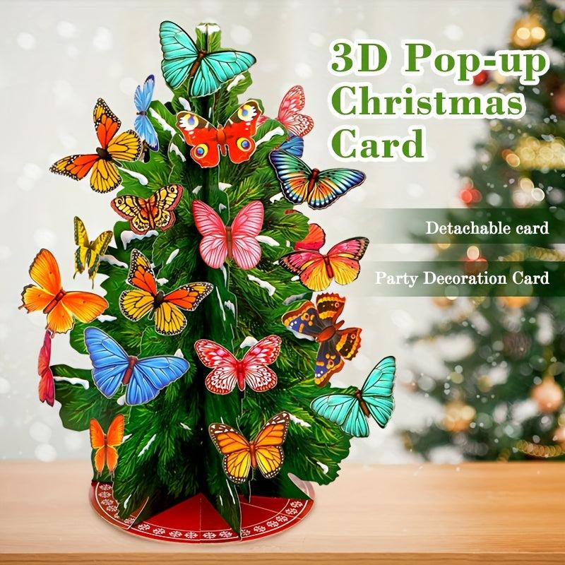 3D X'mas Greeting Card with Butterfly Decor