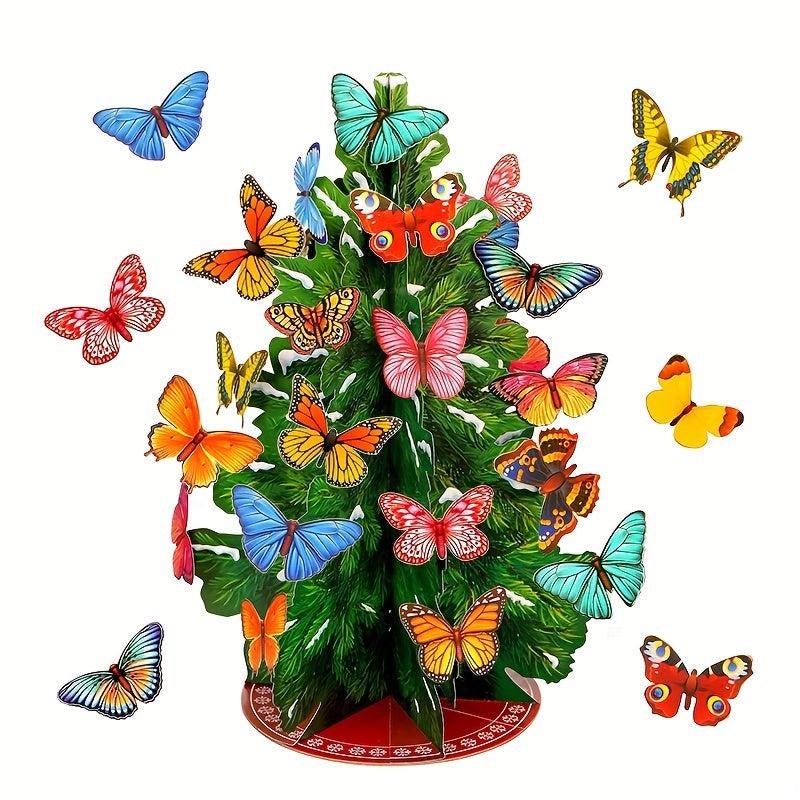 3D X'mas Greeting Card with Butterfly Decor