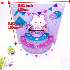 3D Cake Shaped Greeting Card for Birthdays