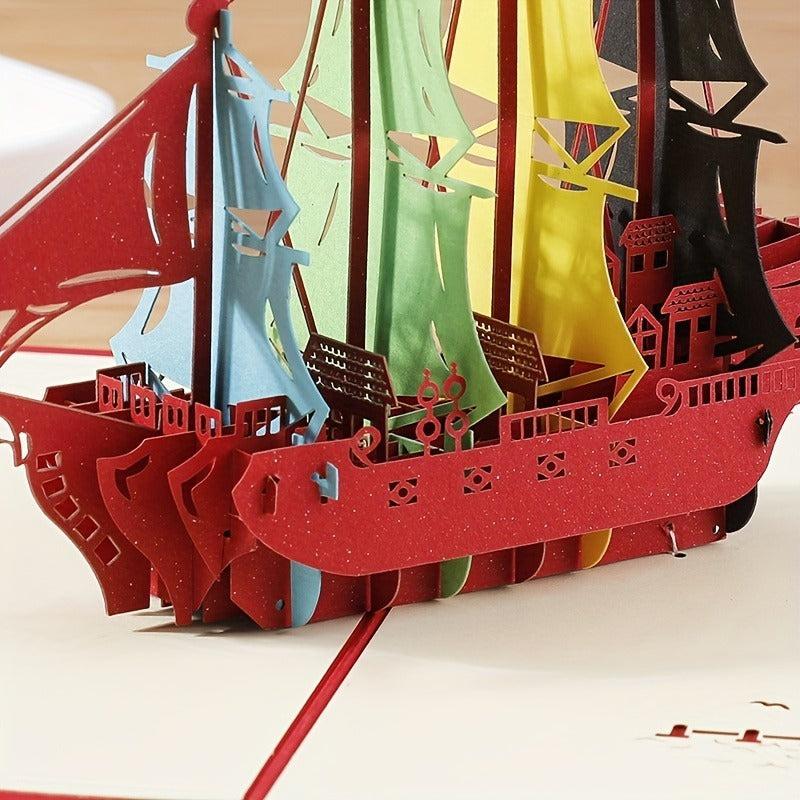 3D Pop Up Card Sailing Model Birthday Cake Greeting Card Note Card And Envelope