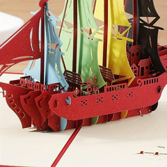 3D Pop Up Card Sailing Model Birthday Cake Greeting Card Note Card And Envelope