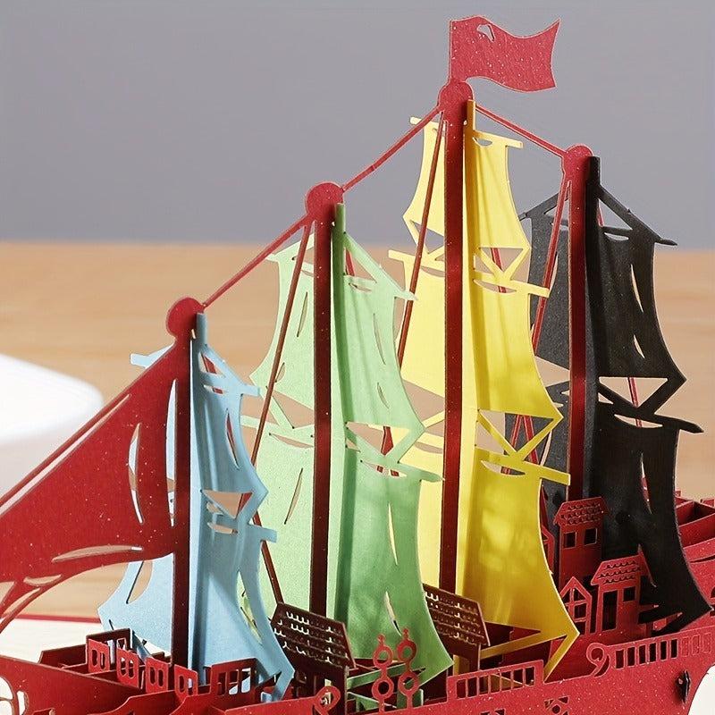 3D Pop Up Card Sailing Model Birthday Cake Greeting Card Note Card And Envelope