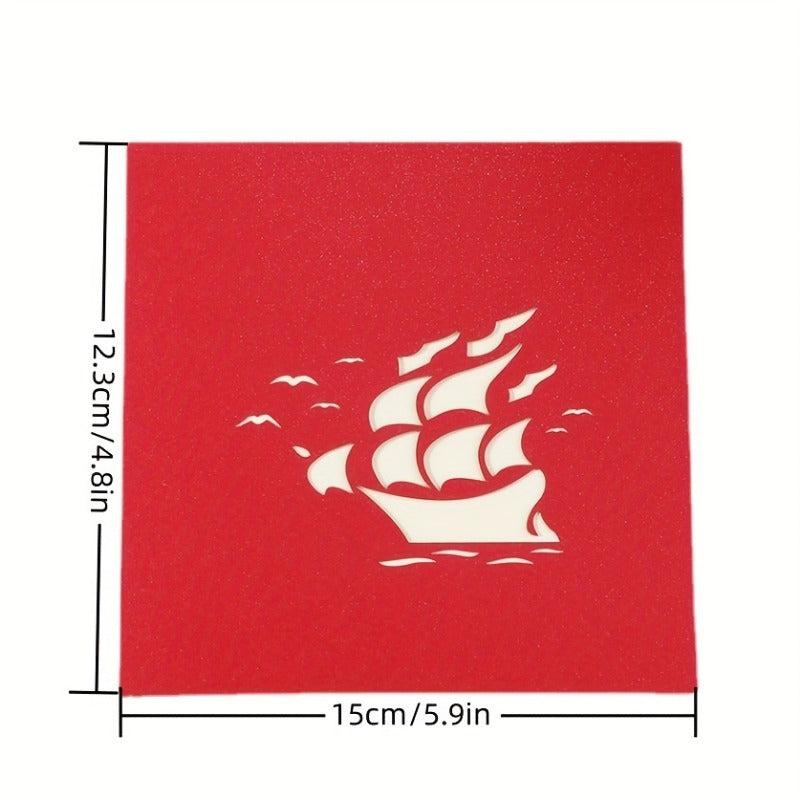 3D Pop Up Card Sailing Model Birthday Cake Greeting Card Note Card And Envelope