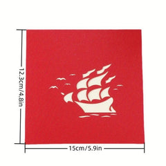 3D Pop Up Card Sailing Model Birthday Cake Greeting Card Note Card And Envelope