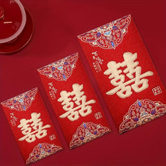 6-Piece High Frosted Chinese Red Lucky Money Bag Set