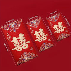 6-Piece High Frosted Chinese Red Lucky Money Bag Set