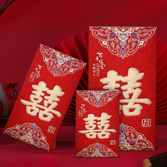 6-Piece High Frosted Chinese Red Lucky Money Bag Set