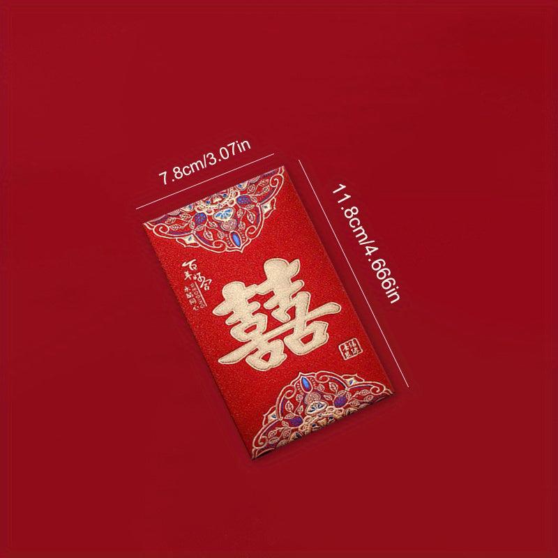 6-Piece High Frosted Chinese Red Lucky Money Bag Set