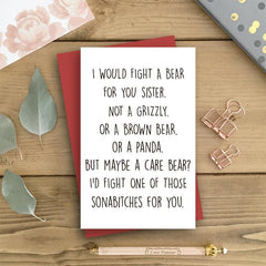 Funny Birthday Card For Sister Humorous Greeting With Envelopes