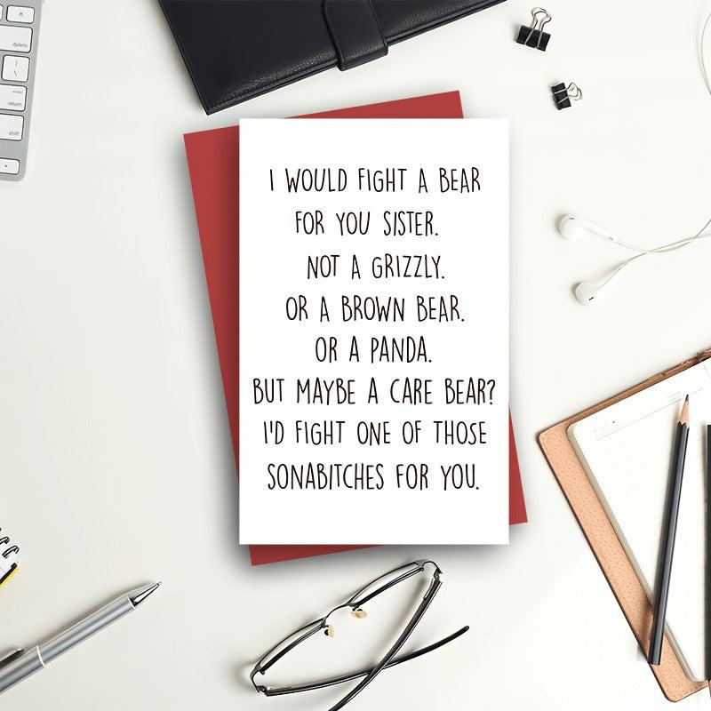 Funny Birthday Card For Sister Humorous Greeting With Envelopes
