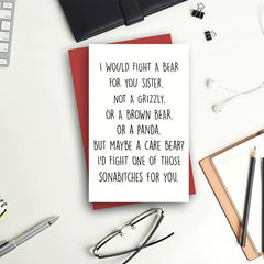 Funny Birthday Card For Sister Humorous Greeting With Envelopes