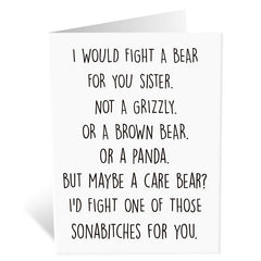 Funny Birthday Card For Sister Humorous Greeting With Envelopes