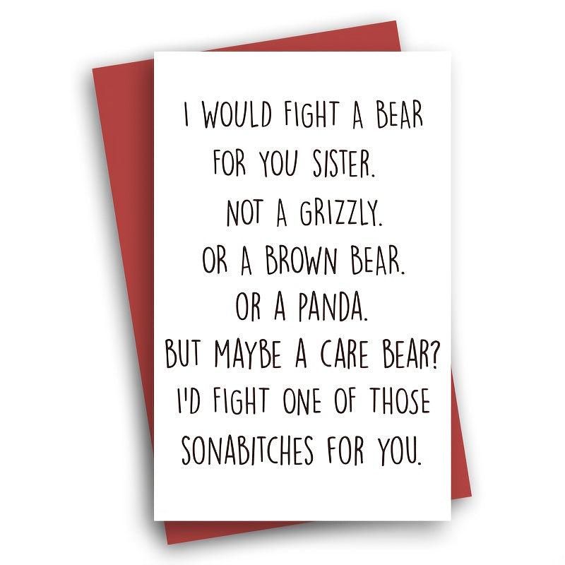 Funny Birthday Card For Sister Humorous Greeting With Envelopes