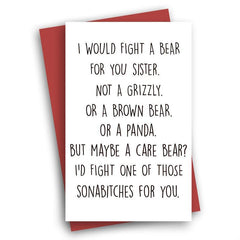 Funny Birthday Card For Sister Humorous Greeting With Envelopes
