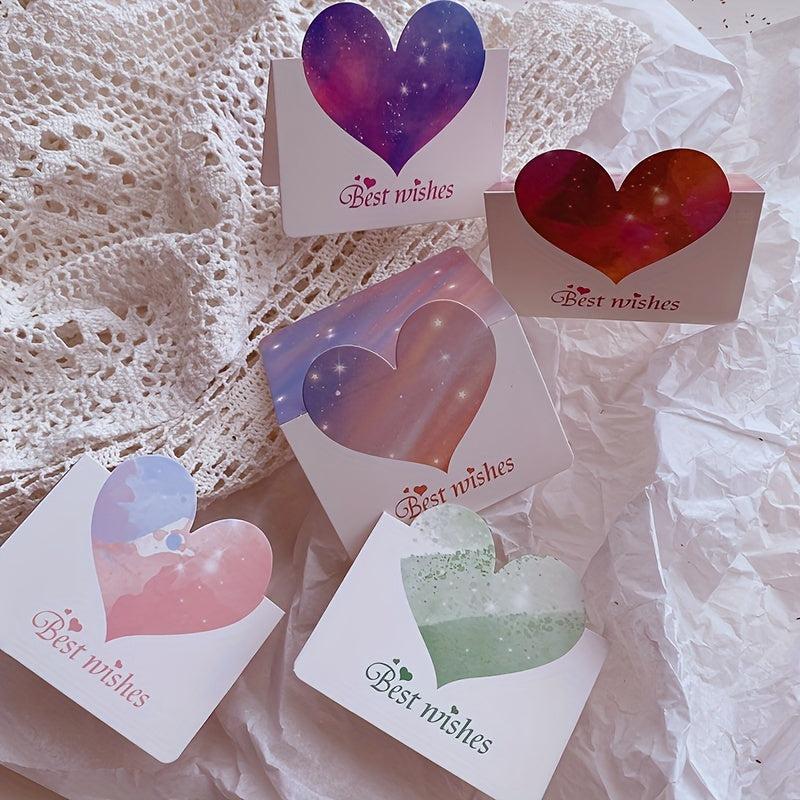 10pcs Teacher Birthday Thank You Heart Cards Creative Small Message Gratitude