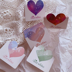 10pcs Teacher Birthday Thank You Heart Cards Creative Small Message Gratitude