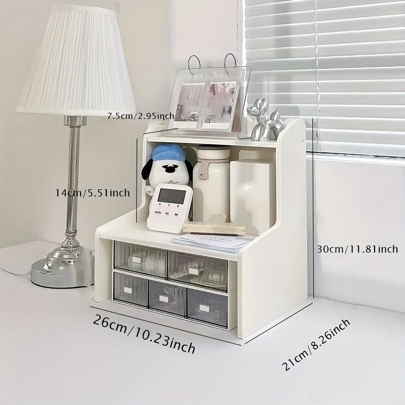 Double Height Desk Shelf for Dormitory Office - Books and Stationery Organizer