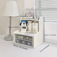 Double Height Desk Shelf for Dormitory Office - Books and Stationery Organizer