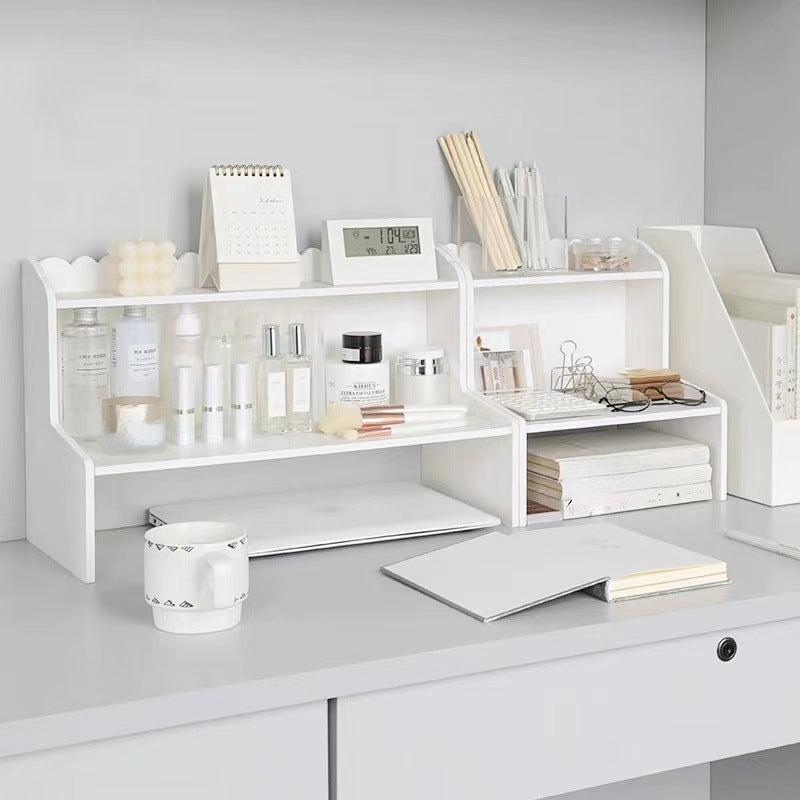 Double Height Desk Shelf for Dormitory Office - Books and Stationery Organizer