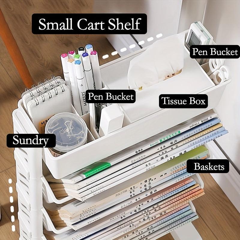 Home Study Storage Cart Shelf Movable Desk Side Bookshelf